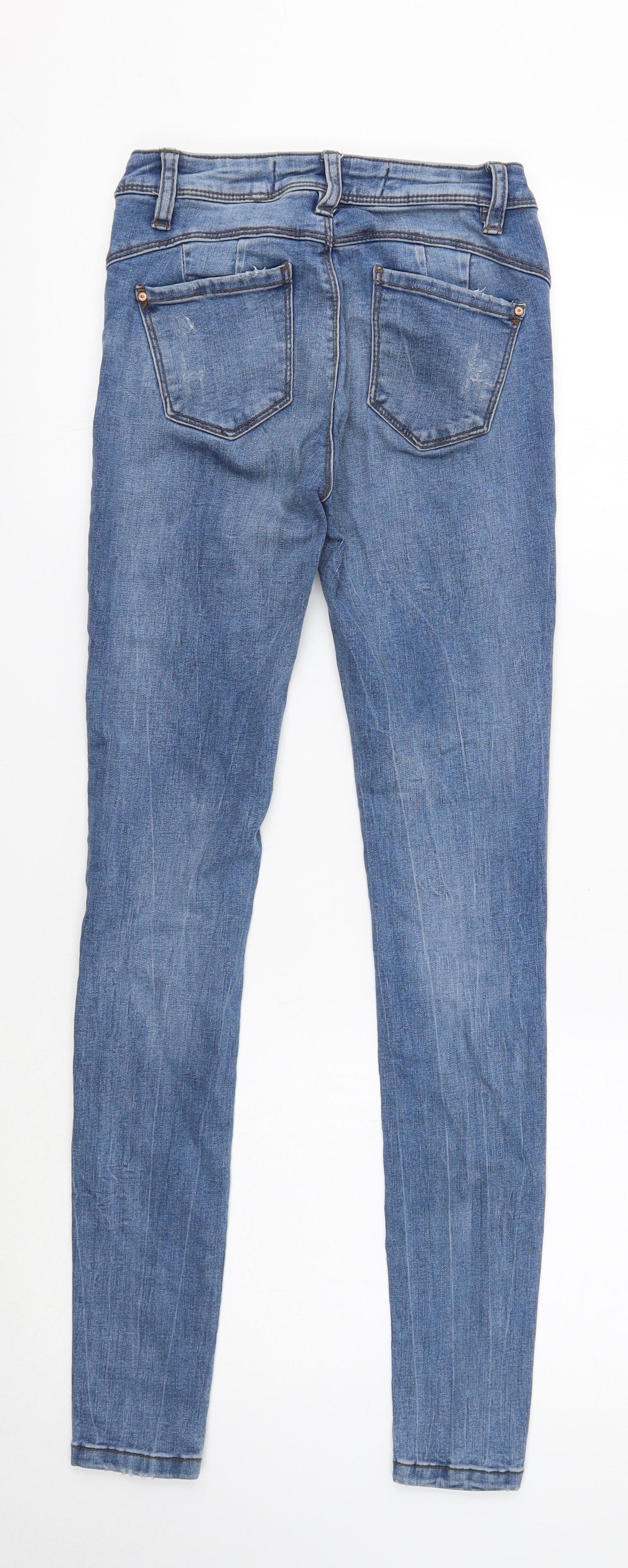 Denim & Co. Womens Blue Cotton Skinny Jeans Size 4 Regular Button