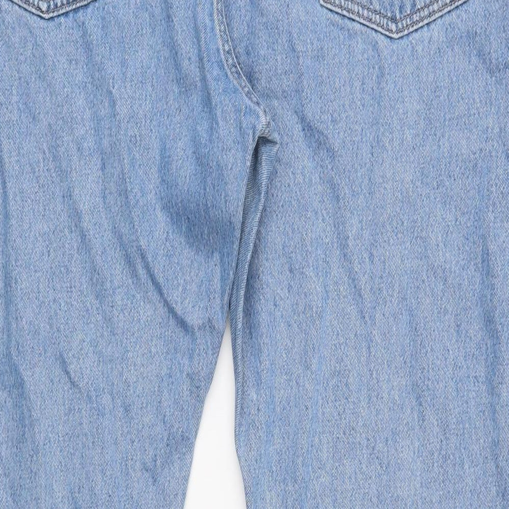 Marks and Spencer Mens Blue Cotton Straight Jeans Size 42 in L31 in Regular Button