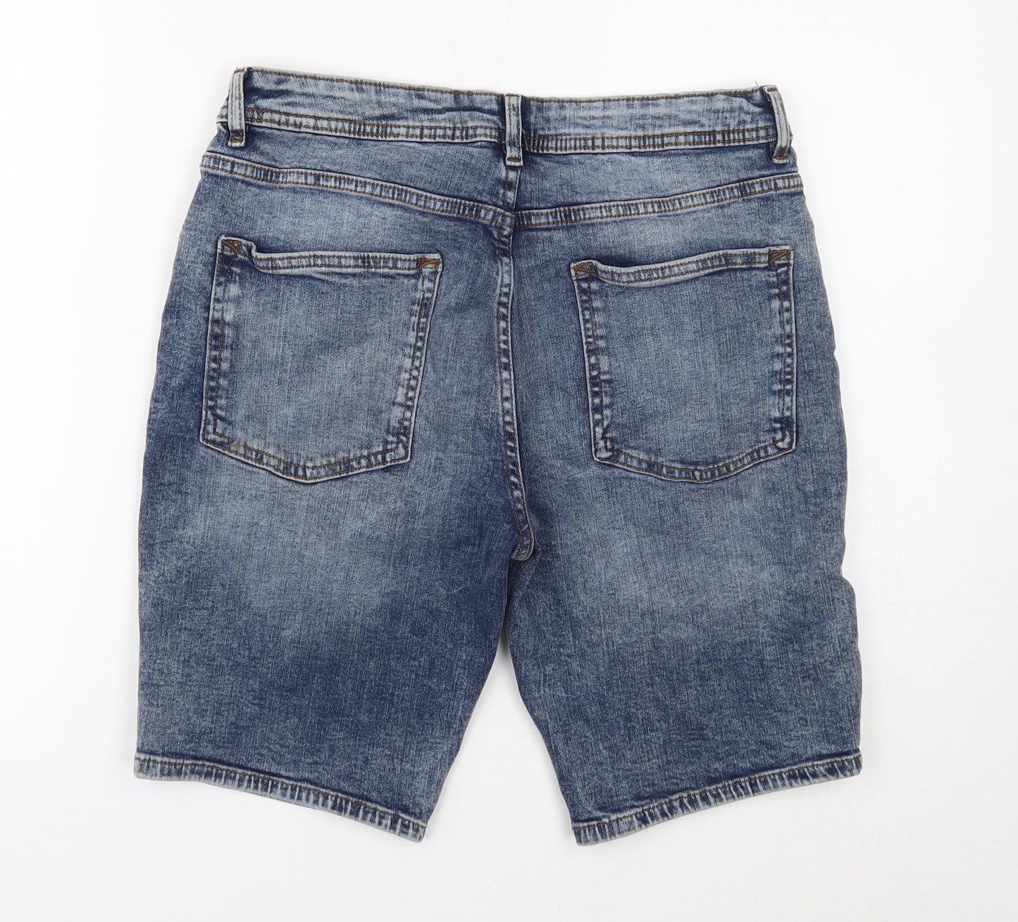 Denim & Co. Mens Blue Cotton Bermuda Shorts Size 30 in Slim Button