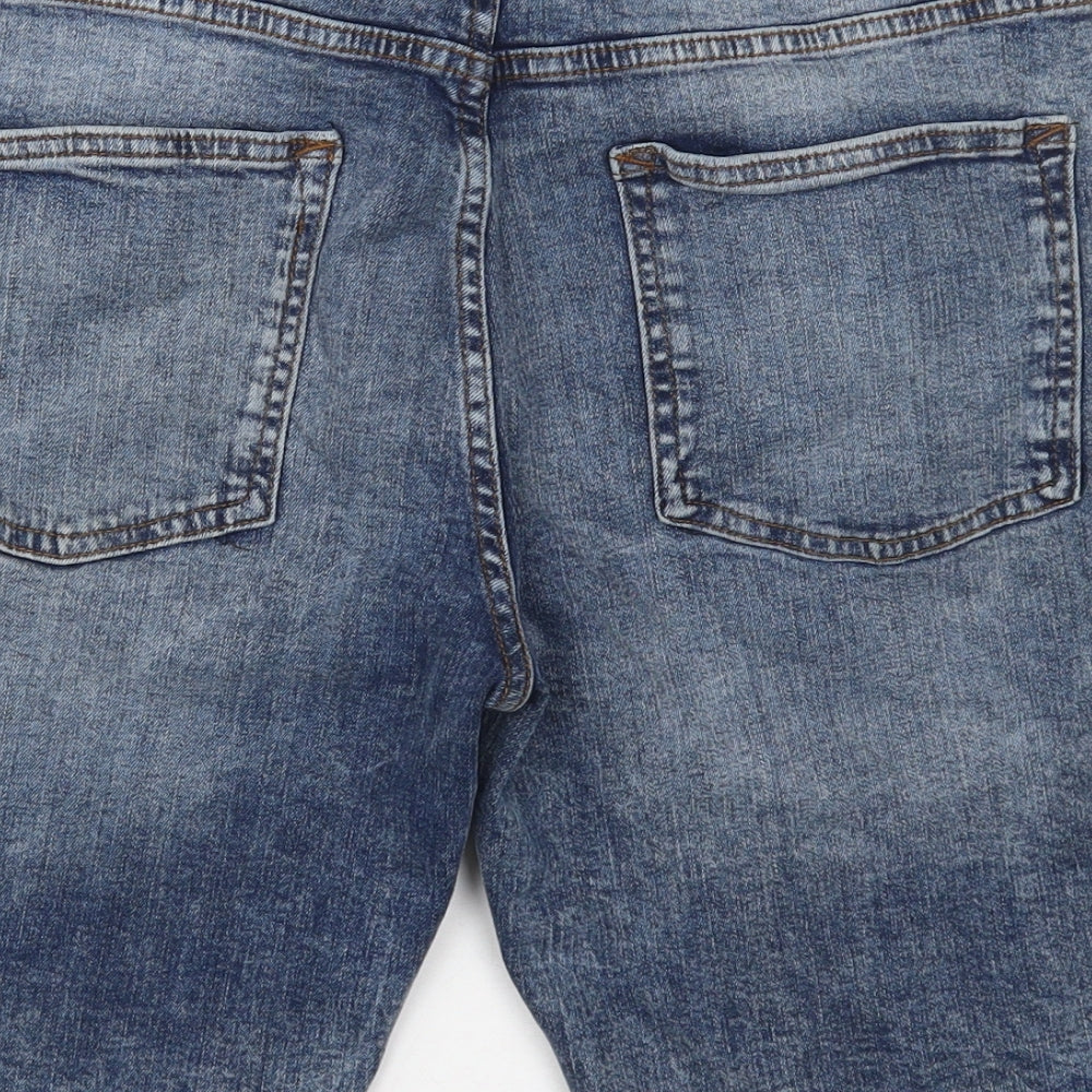Denim & Co. Mens Blue Cotton Bermuda Shorts Size 30 in Slim Button