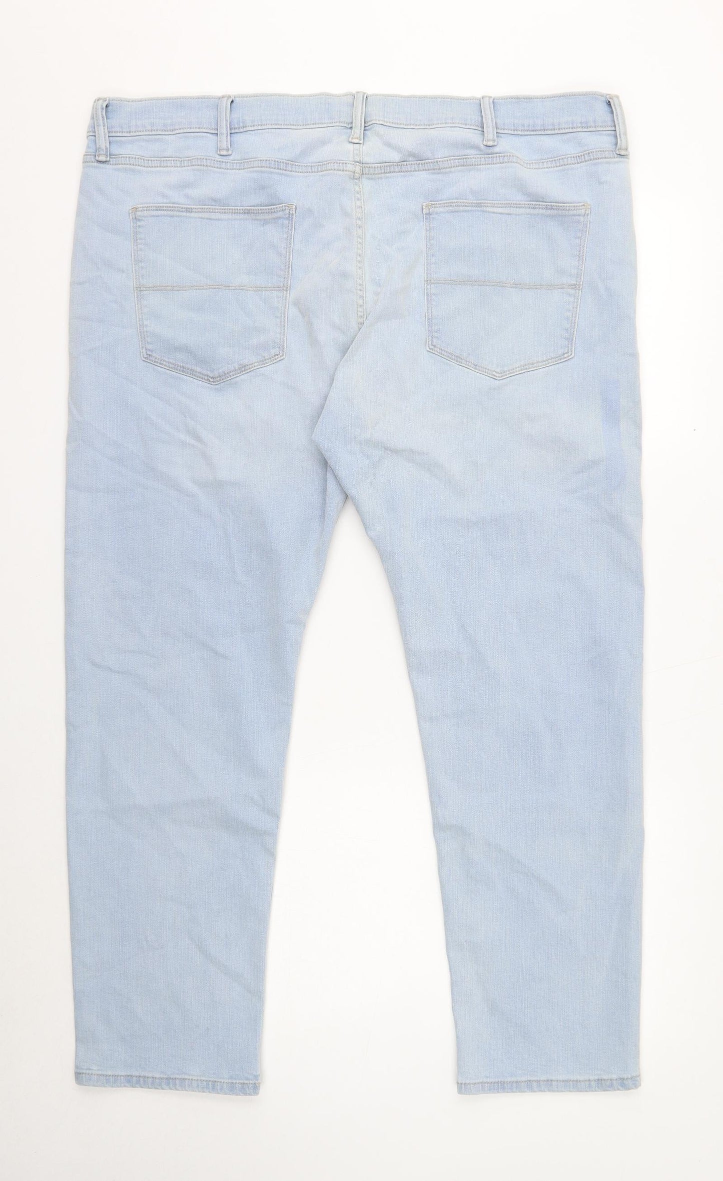 Marks and Spencer Mens Blue Cotton Straight Jeans Size 42 in L29 in Slim Button