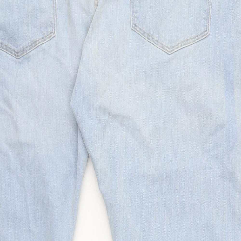 Marks and Spencer Mens Blue Cotton Straight Jeans Size 42 in L29 in Slim Button