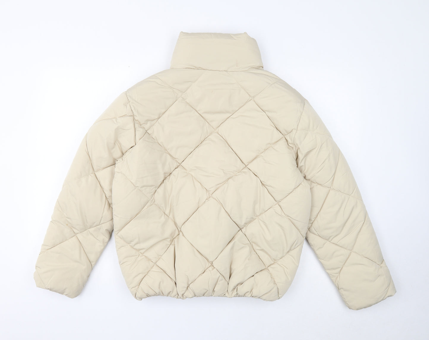 New Look Womens Beige Quilted Jacket Size 10 Zip