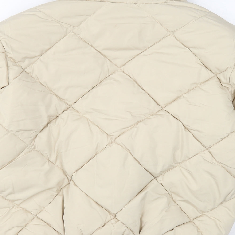 New Look Womens Beige Quilted Jacket Size 10 Zip