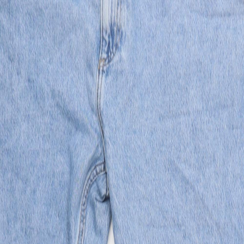Marks and Spencer Mens Blue Cotton Straight Jeans Size 42 in L33 in Regular Button