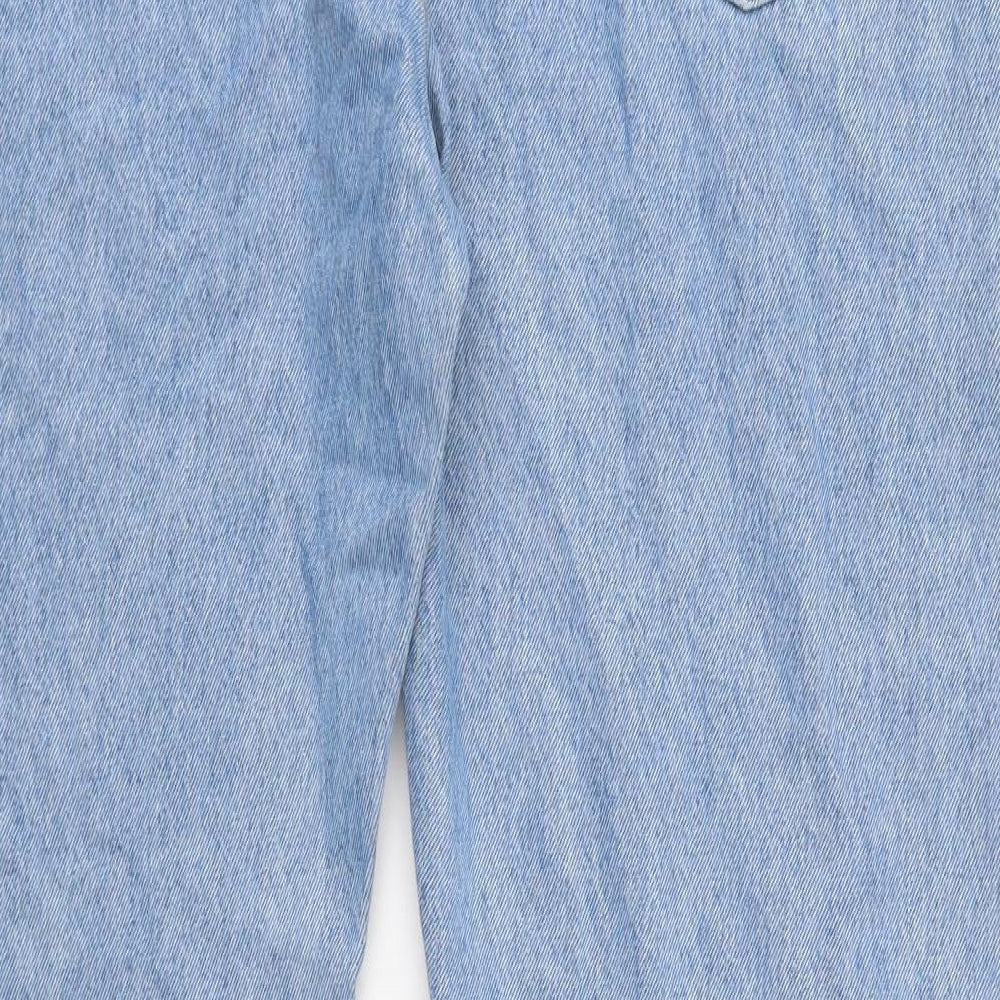 Marks and Spencer Mens Blue Cotton Straight Jeans Size 42 in L33 in Regular Button