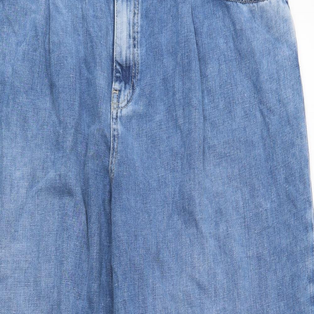 Marks and Spencer Womens Blue Cotton Wide-Leg Jeans Size 20 Regular Button