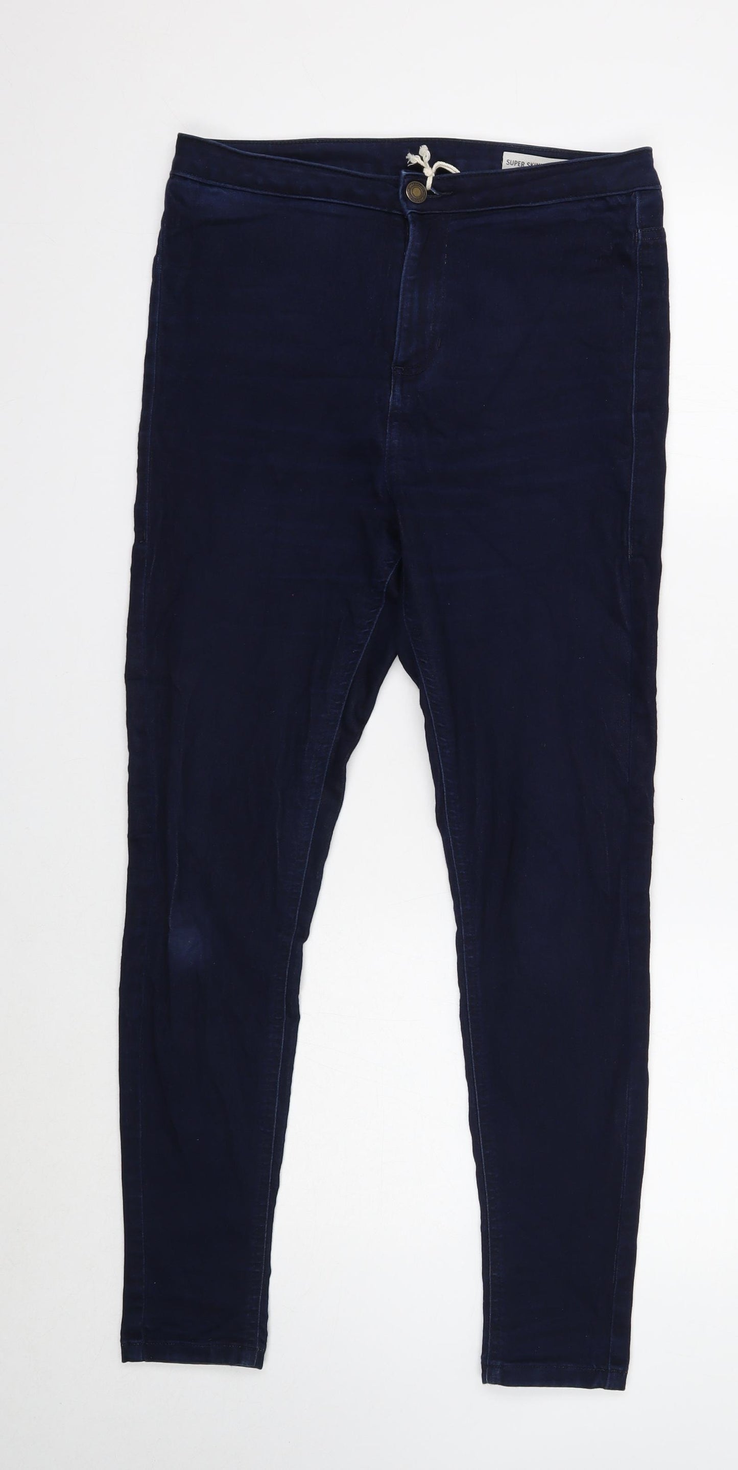 Marks and Spencer Womens Blue Cotton Skinny Jeans Size 12 Regular Button