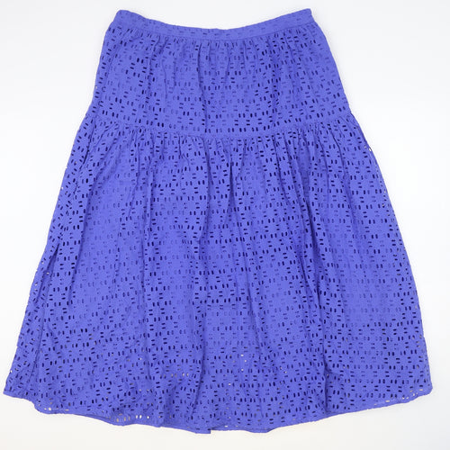 Marks and Spencer Womens Blue Cotton Flare Skirt Size 18 Button