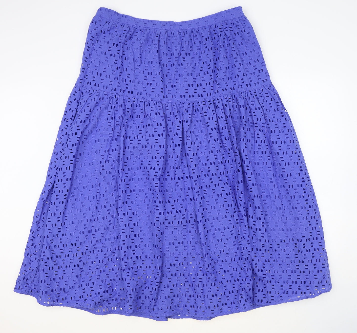 Marks and Spencer Womens Blue Cotton Flare Skirt Size 18 Button