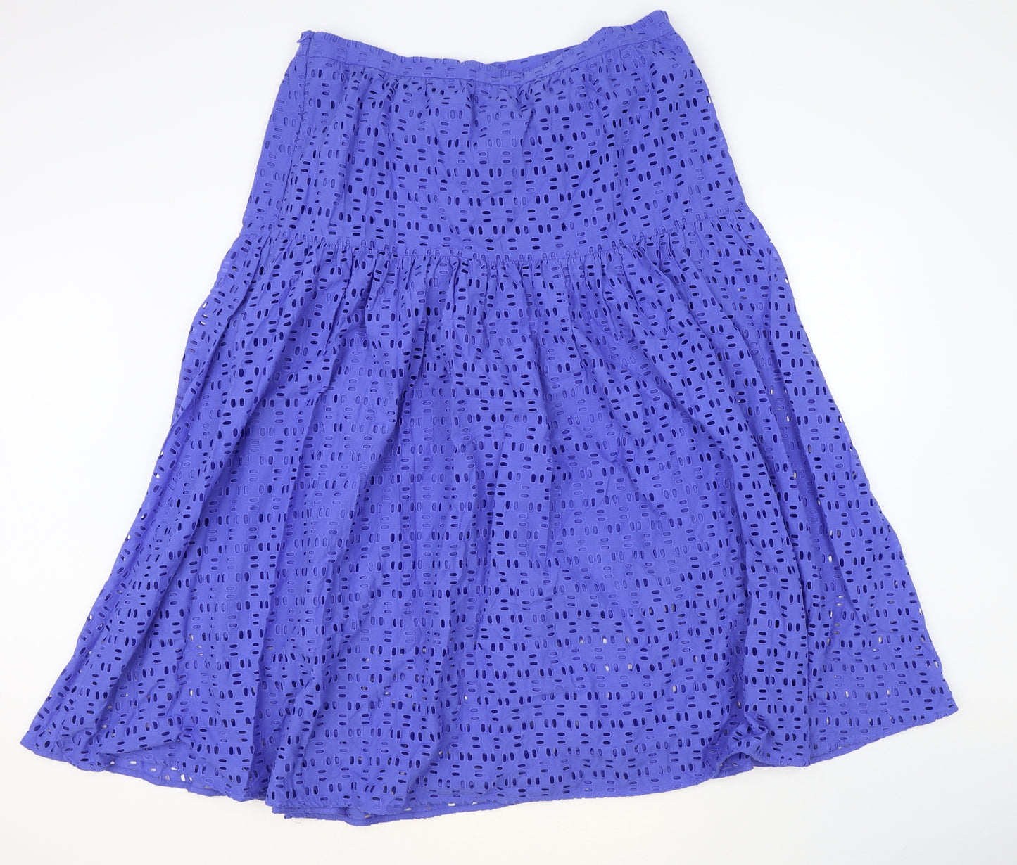 Marks and Spencer Womens Blue Cotton Flare Skirt Size 18 Button