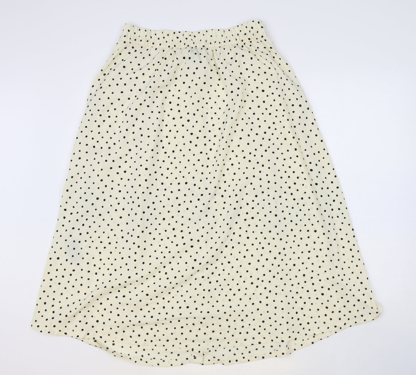 Monki Womens Ivory Polka Dot Polyester Flare Skirt Size S Button