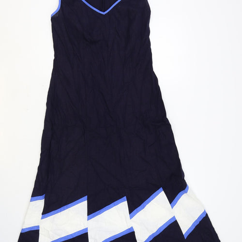 Marks and Spencer Womens Blue Viscose Maxi Size 10 V-Neck Zip