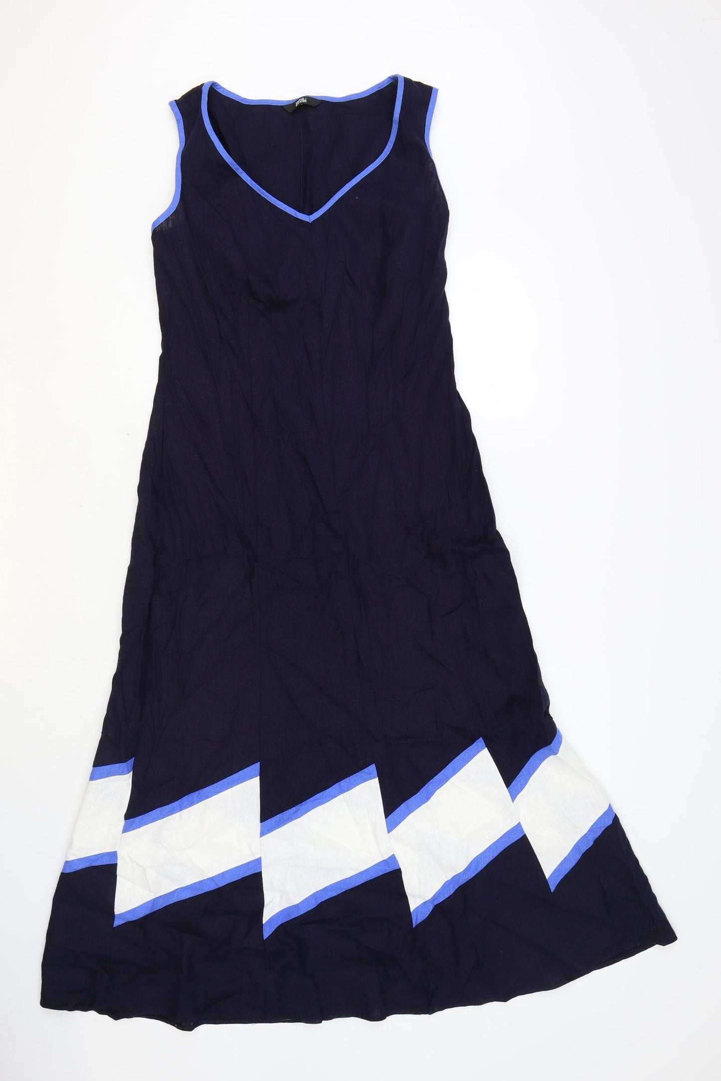 Marks and Spencer Womens Blue Viscose Maxi Size 10 V-Neck Zip