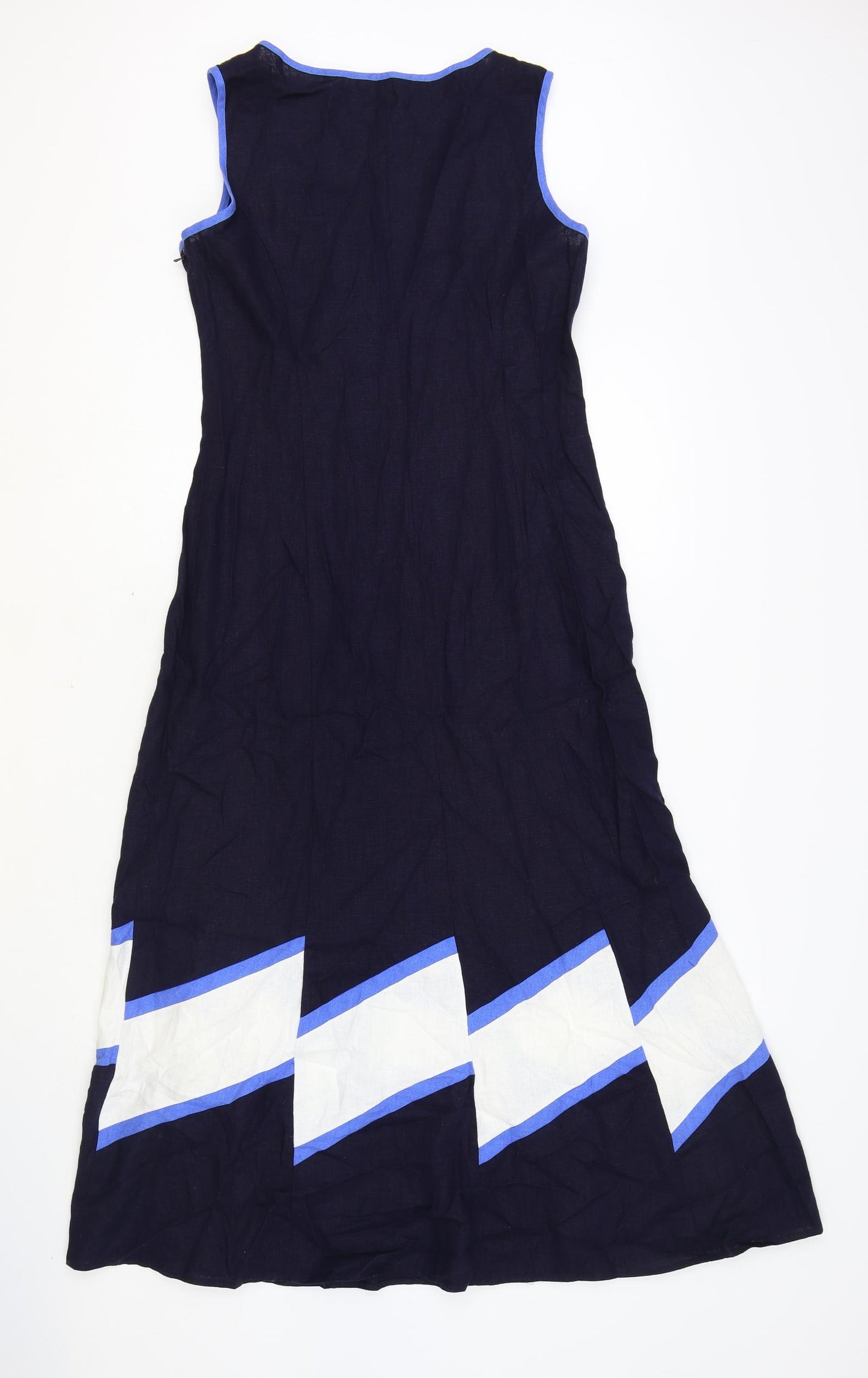 Marks and Spencer Womens Blue Viscose Maxi Size 10 V-Neck Zip