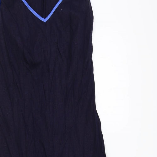 Marks and Spencer Womens Blue Viscose Maxi Size 10 V-Neck Zip