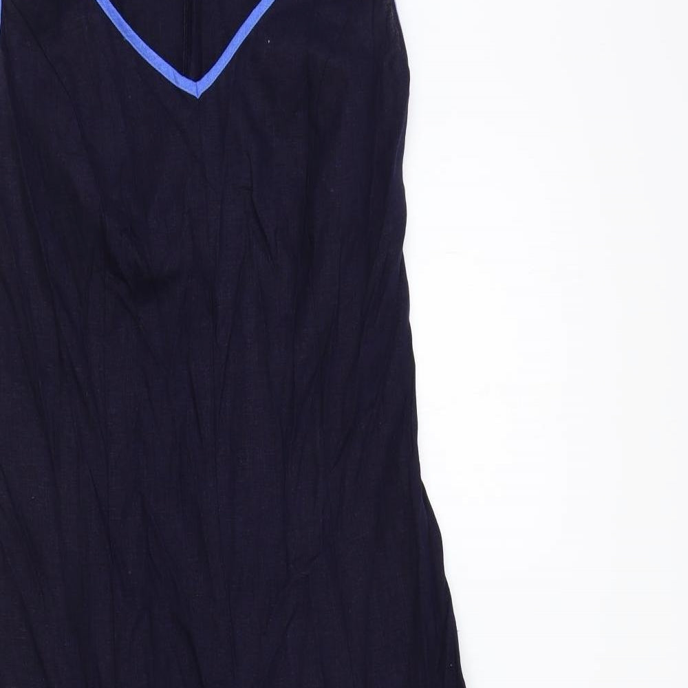 Marks and Spencer Womens Blue Viscose Maxi Size 10 V-Neck Zip