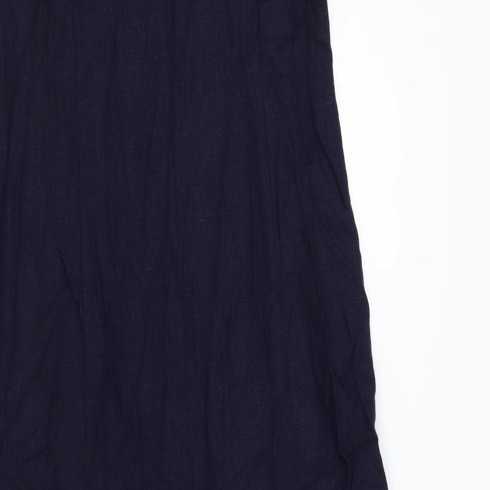 Marks and Spencer Womens Blue Viscose Maxi Size 10 V-Neck Zip