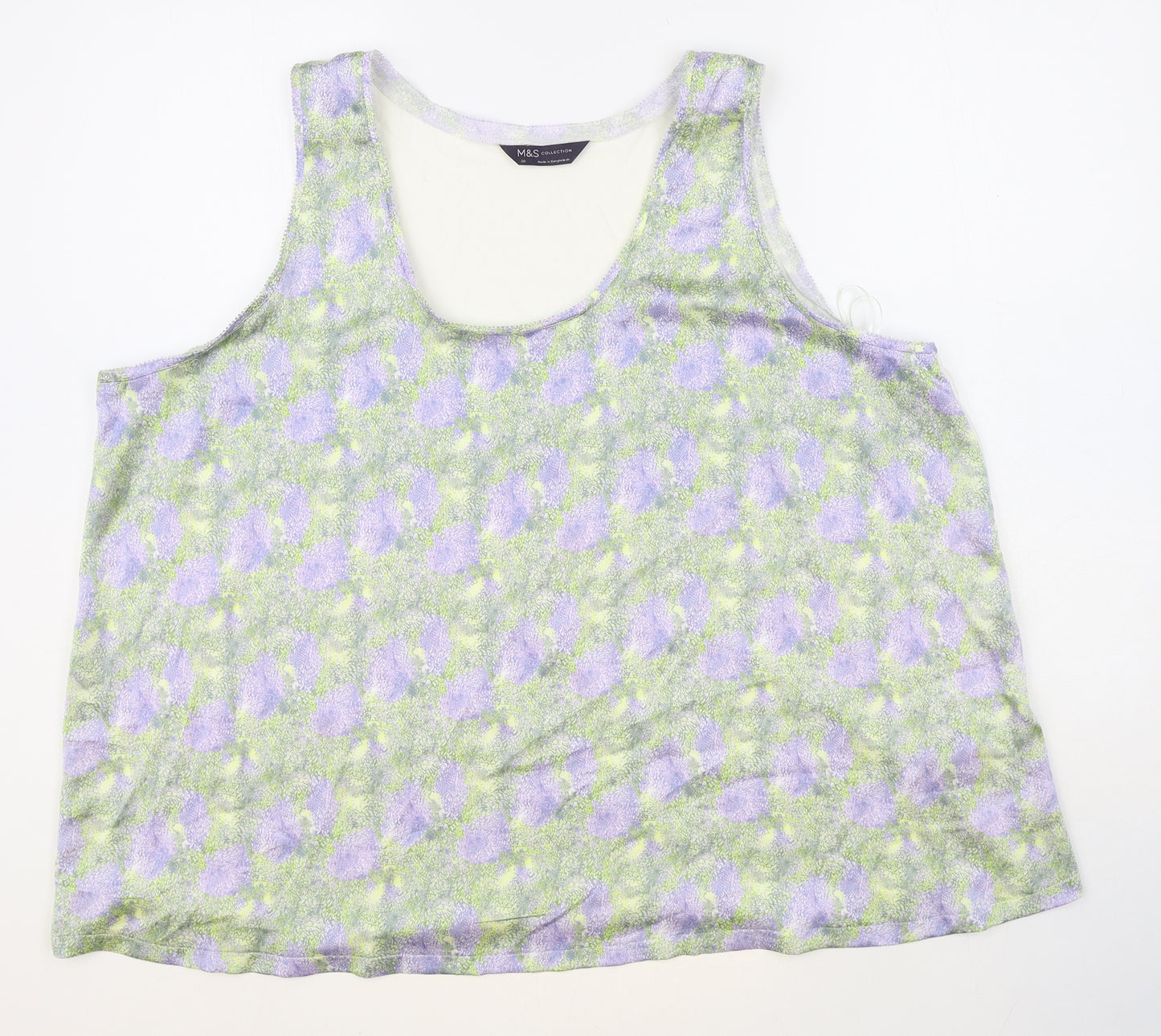 Marks and Spencer Womens Multicoloured Geometric Polyester Basic Tank Size 20 Scoop Neck