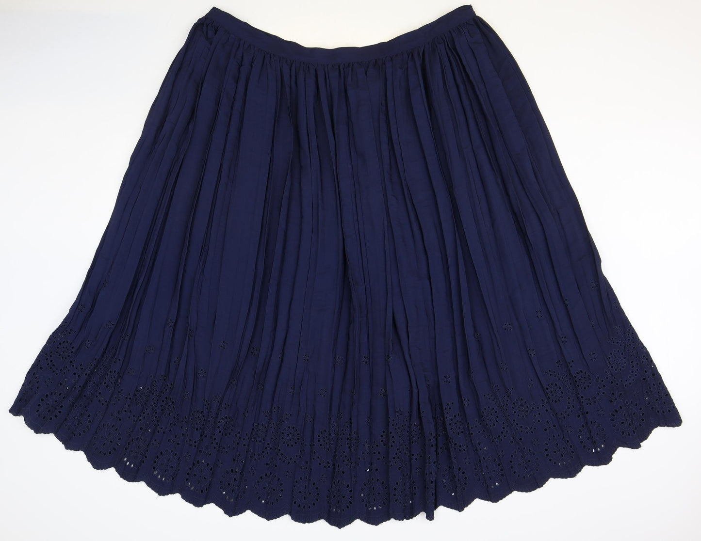 Marks and Spencer Womens Blue Polyester Pleated Skirt Size 24 Button