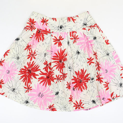 Equation Womens Multicoloured Floral Cotton A-Line Skirt Size 10 Zip