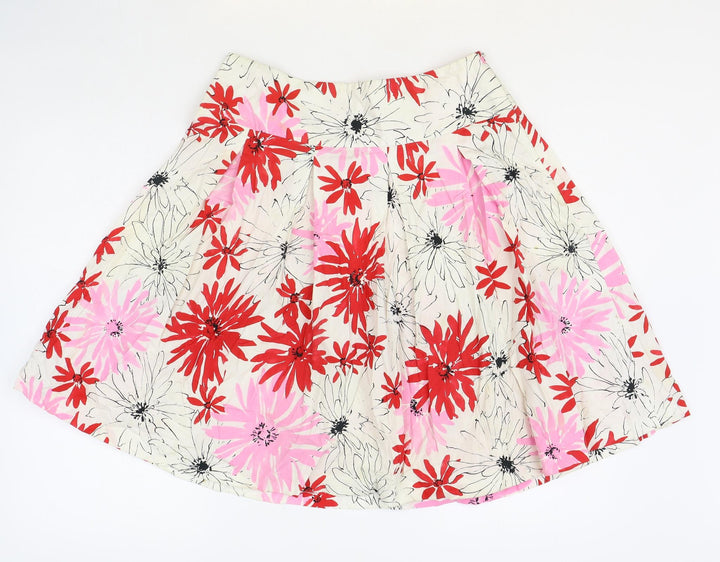 Equation Womens Multicoloured Floral Cotton A-Line Skirt Size 10 Zip