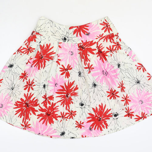 Equation Womens Multicoloured Floral Cotton A-Line Skirt Size 10 Zip