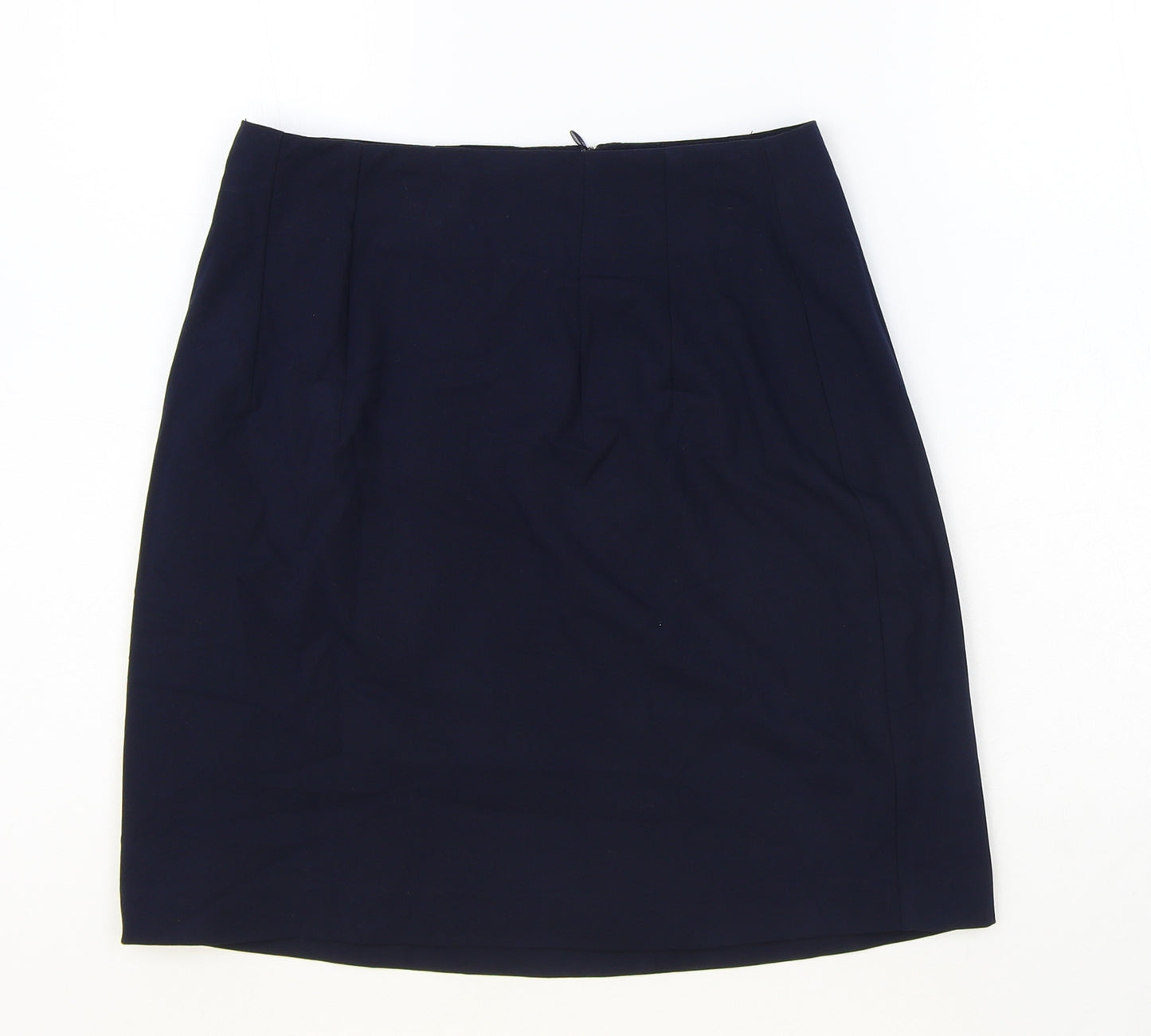 Marks and Spencer Womens Blue Polyester A-Line Skirt Size 8 Zip