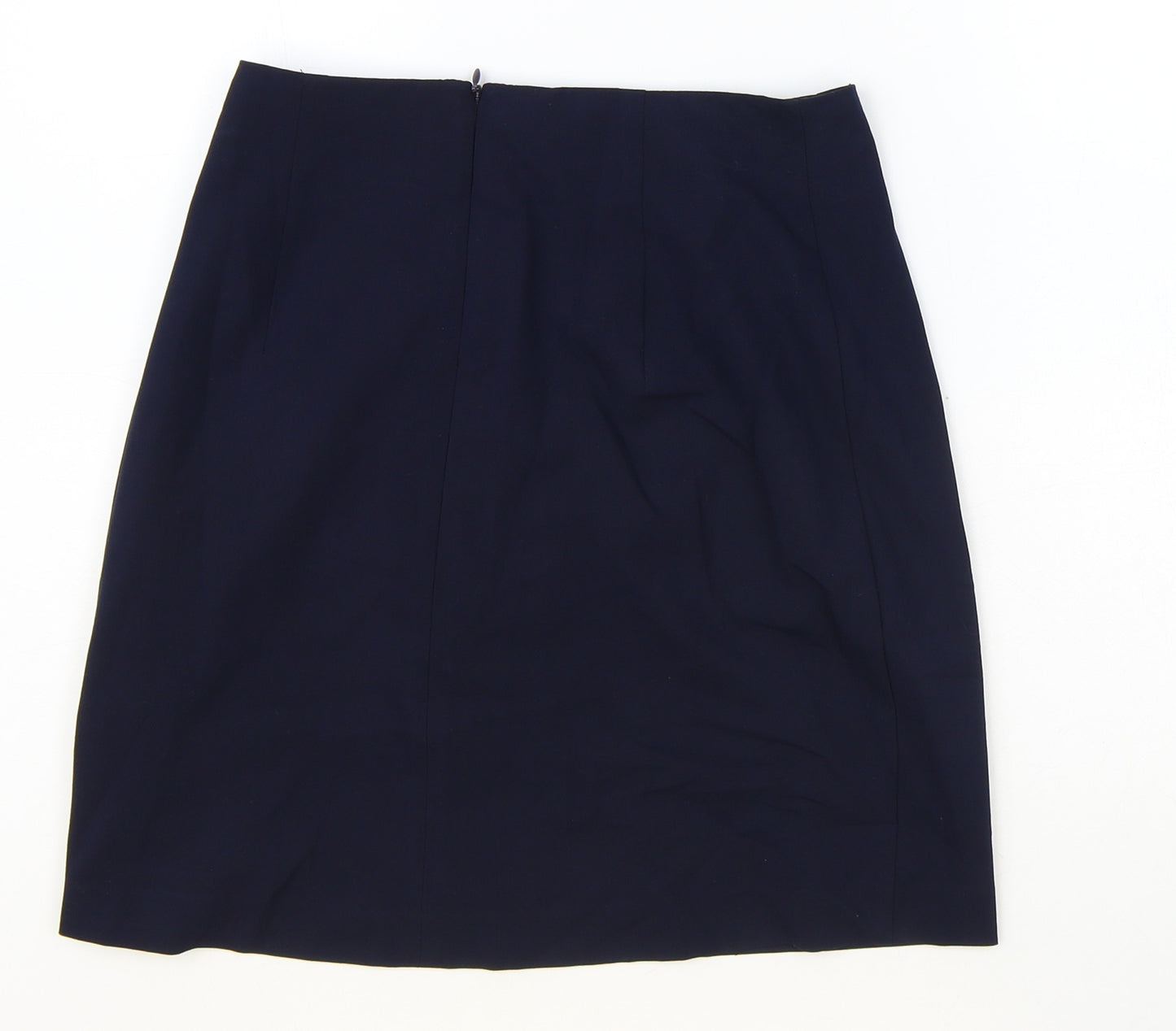 Marks and Spencer Womens Blue Polyester A-Line Skirt Size 8 Zip