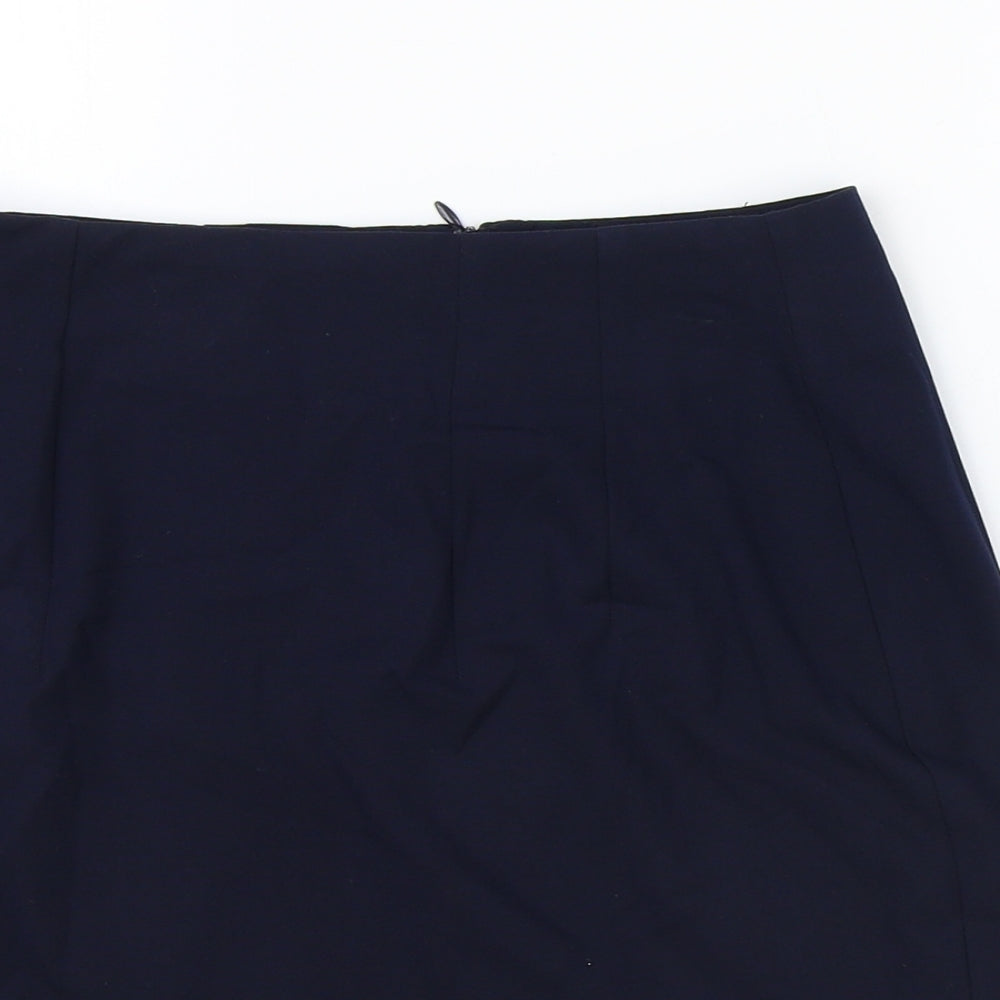 Marks and Spencer Womens Blue Polyester A-Line Skirt Size 8 Zip