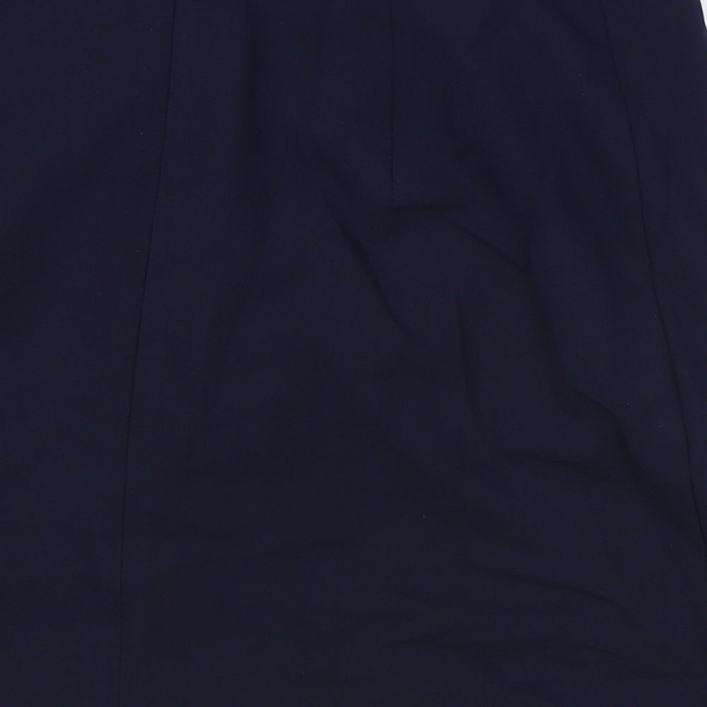 Marks and Spencer Womens Blue Polyester A-Line Skirt Size 8 Zip