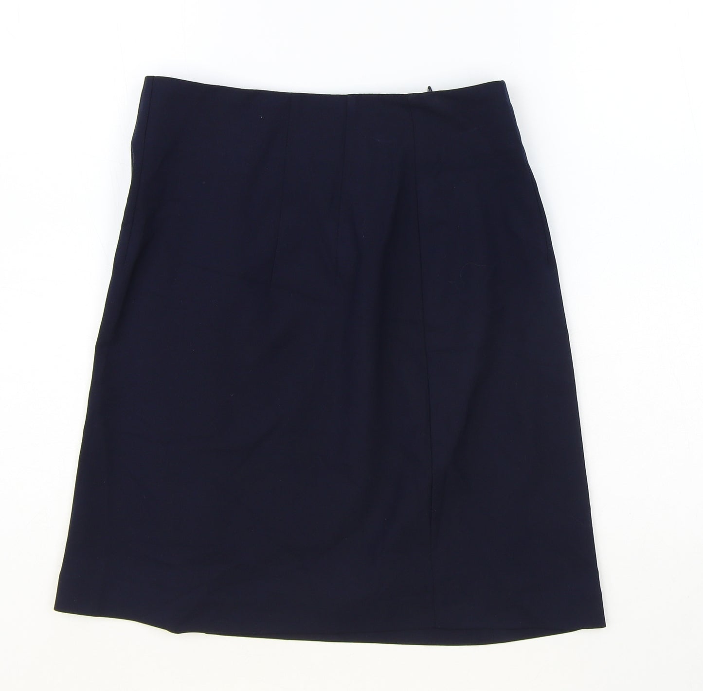 Marks and Spencer Womens Blue Polyester A-Line Skirt Size 6 Zip