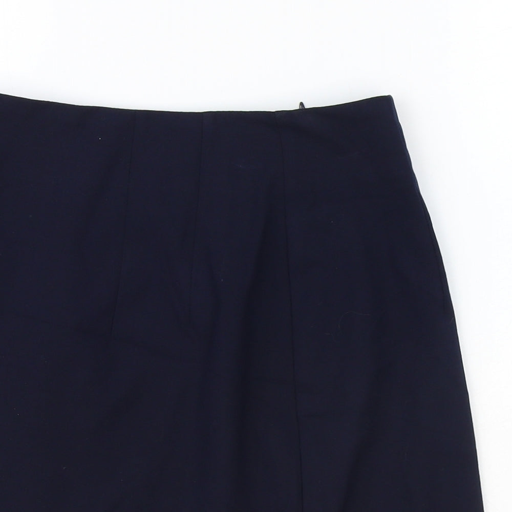 Marks and Spencer Womens Blue Polyester A-Line Skirt Size 6 Zip