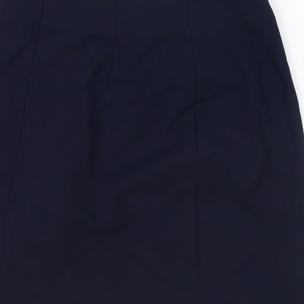 Marks and Spencer Womens Blue Polyester A-Line Skirt Size 6 Zip
