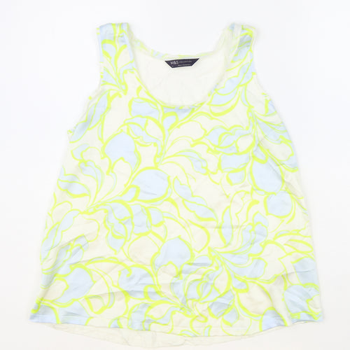 Marks and Spencer Womens Multicoloured Floral Polyester Basic Blouse Size 8 Scoop Neck