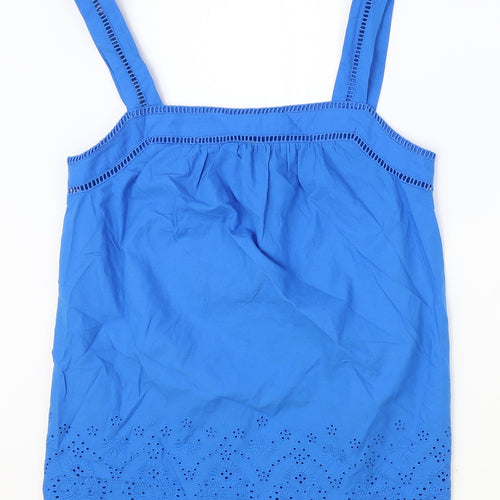 Marks and Spencer Womens Blue 100% Cotton Basic Tank Size 6 Square Neck