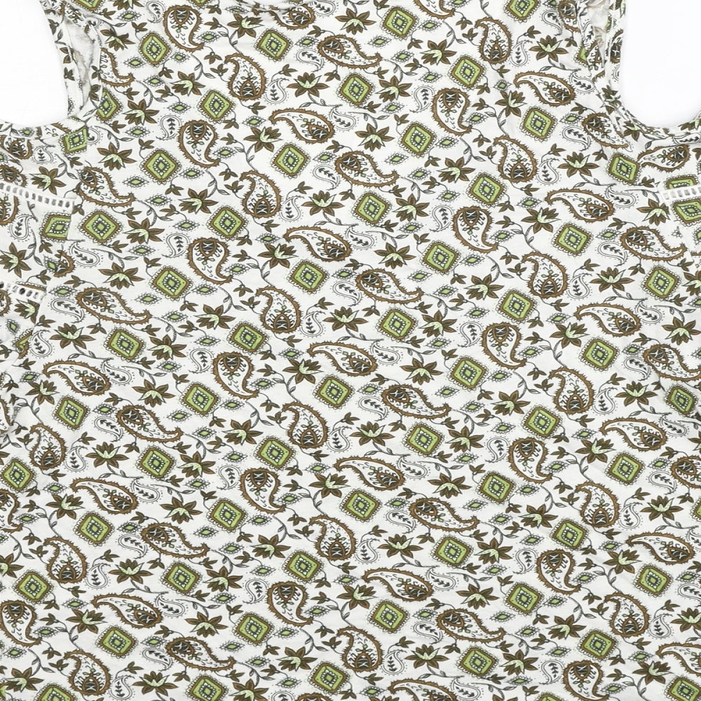 NEXT Womens Multicoloured Geometric Cotton Basic Blouse Size 8 V-Neck