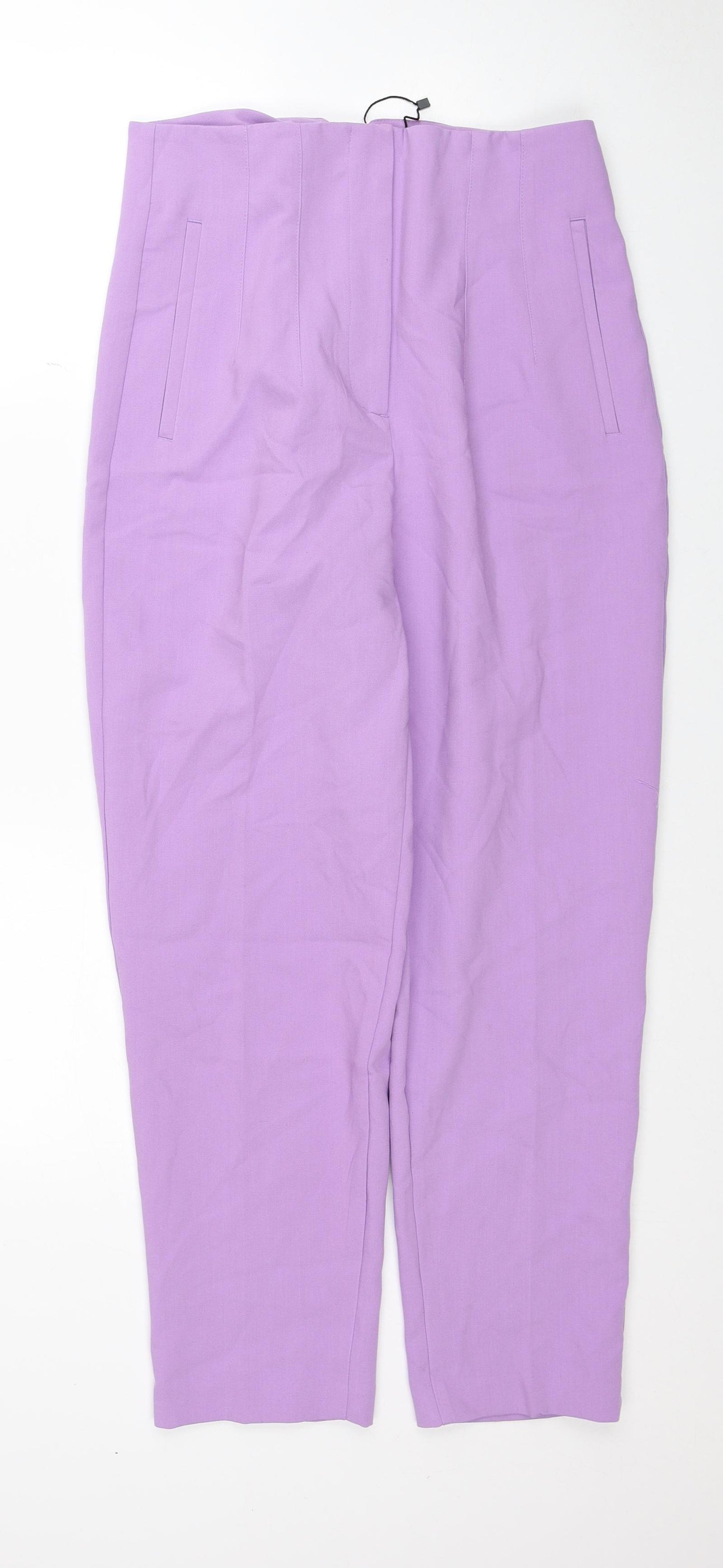 Zara Womens Purple Polyester Trousers Size M Regular Zip