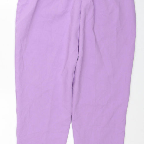 Zara Womens Purple Polyester Trousers Size M Regular Zip