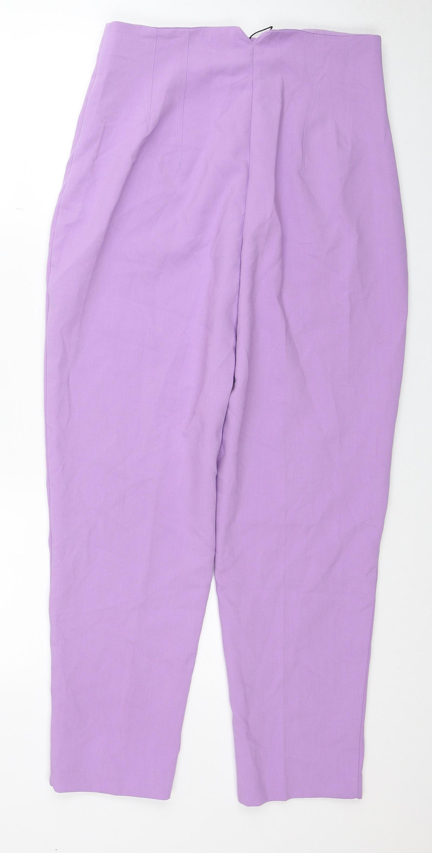 Zara Womens Purple Polyester Trousers Size M Regular Zip