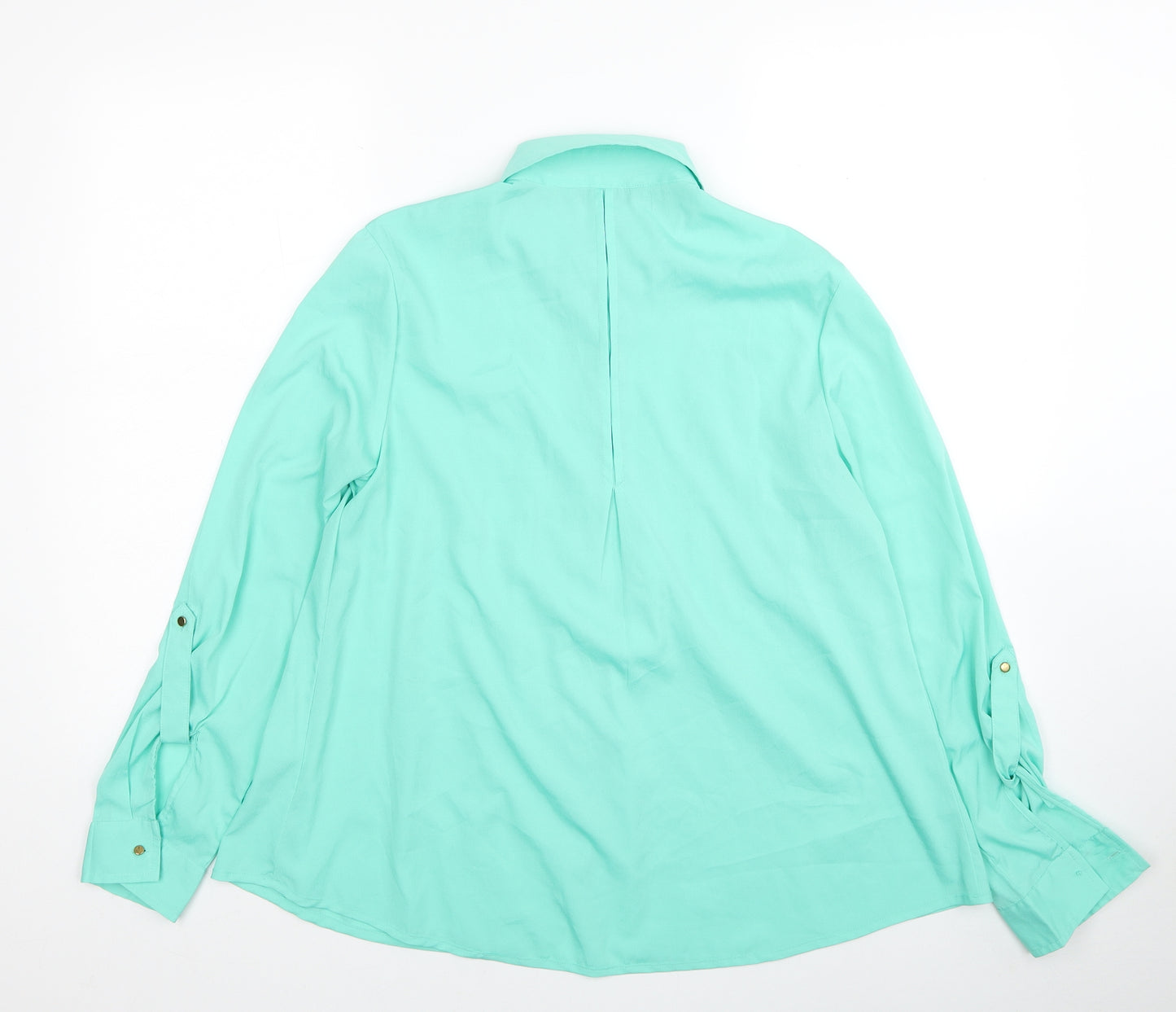 Yessica Womens Green Polyester Basic Button-Up Size 10 Collared