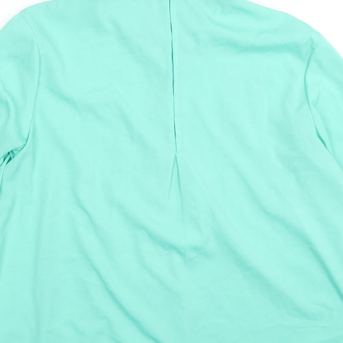 Yessica Womens Green Polyester Basic Button-Up Size 10 Collared