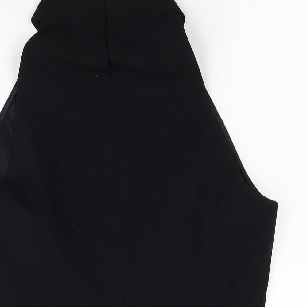 Zara Womens Black Polyester Basic Tank Size S Mock Neck