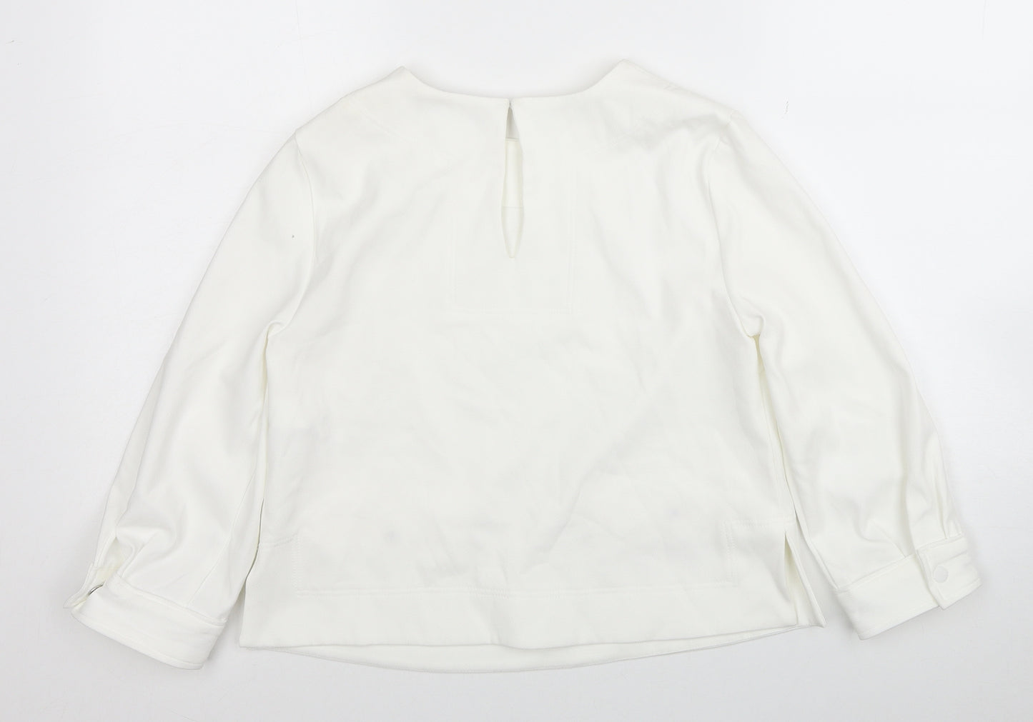 Zara Womens White Polyester Basic Blouse Size XS Round Neck - Faux Pockets