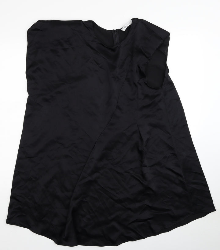 Zara Womens Black Viscose Shift Size M Round Neck Zip