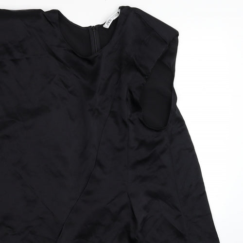 Zara Womens Black Viscose Shift Size M Round Neck Zip