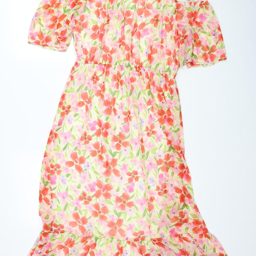 Nutmeg Womens Multicoloured Floral Polyester A-Line Size 10 V-Neck Pullover