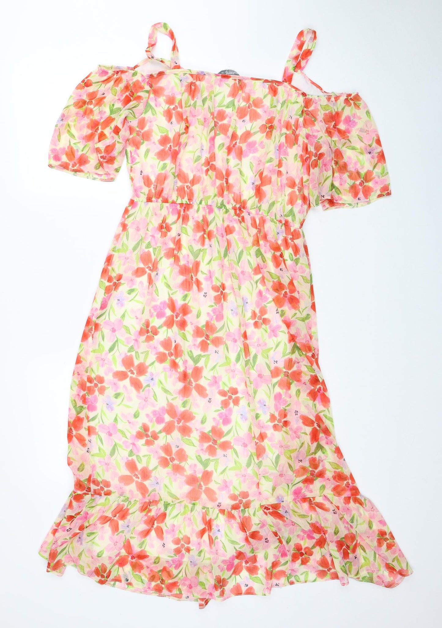 Nutmeg Womens Multicoloured Floral Polyester A-Line Size 10 V-Neck Pullover