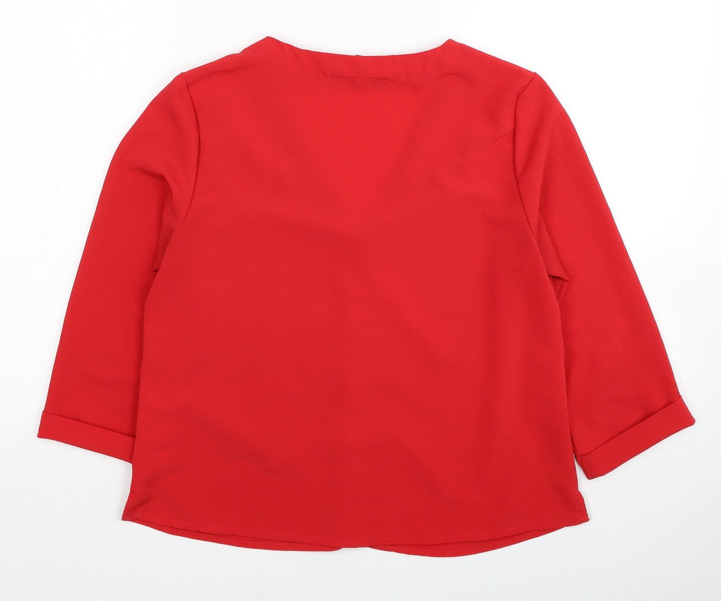 New Look Womens Red Polyester Basic Blouse Size 10 V-Neck