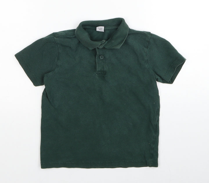 TU Boys Green Cotton Basic Polo Size 5 Years Round Neck Pullover